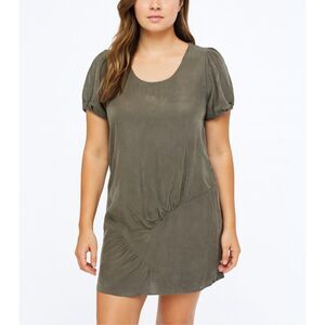 Marni 100% Silk Short Puff Sleeve Shift Green Dress M